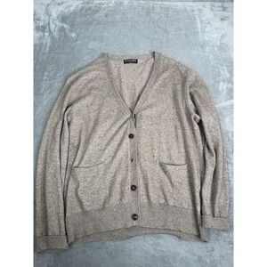 Kallspin Cardigan Sweater Men's Size Large Beige Cashmere Wool Blend
